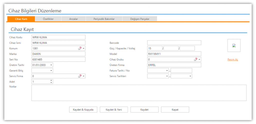 medisoft opex crm cihaz servis takip