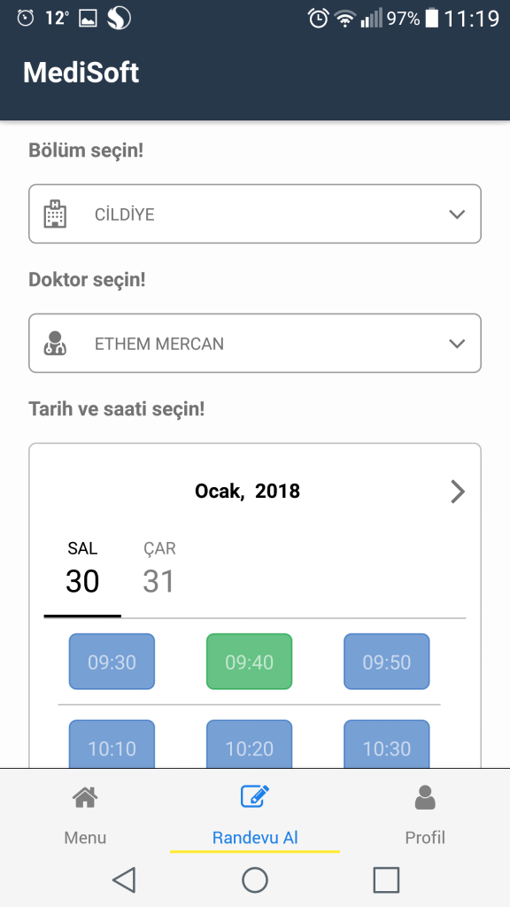 medisoft mobil uygulama hasta randevu alma